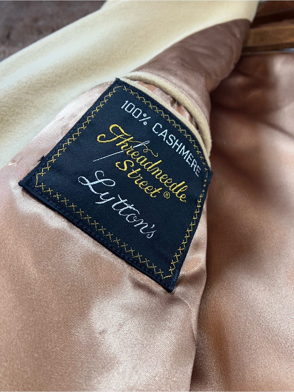 100% Cashmere Women's Coat - Cream & Rose Gold